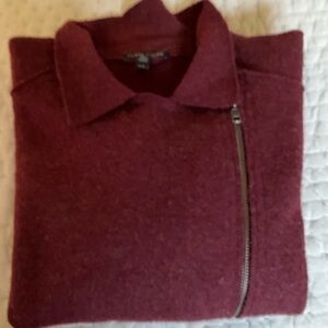 Eileen Fisher Medium Burgundy Boiled Wool Moto Jacket